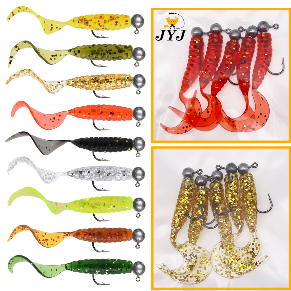 JYJ 5pcs/bag 1g jig hook with  - Fishing Lure Soft Plastic 评论和价格