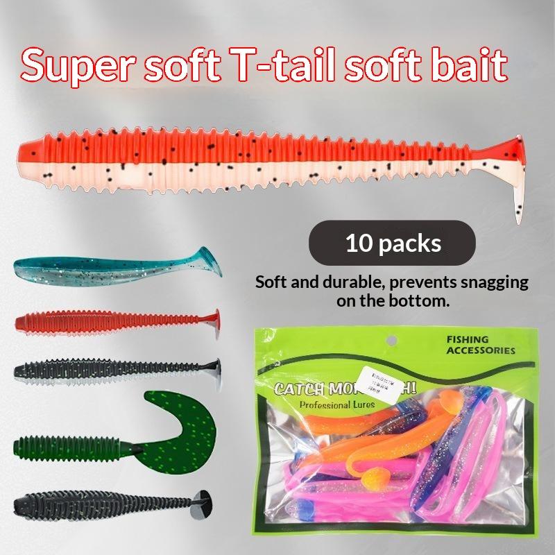 10Pcs Elastic Threaded Paddle  - Fishing Lure Soft Plastic 评论和价格